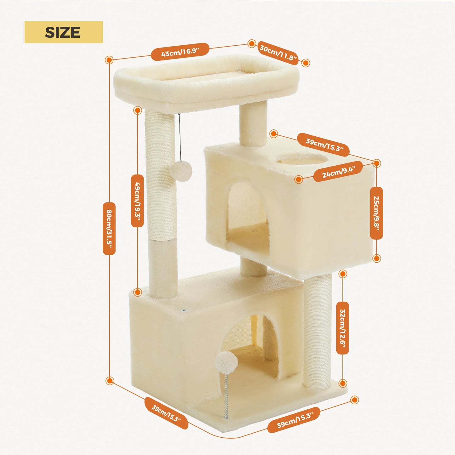 Mehrstufiger Kratzbaumturm mit Sisal-Kratzbäumen, weich gepolsterter Sitzstange, große Katzenwohnung für drinnen, Kätzchen, Bett, Haus, Katzenspielzeug