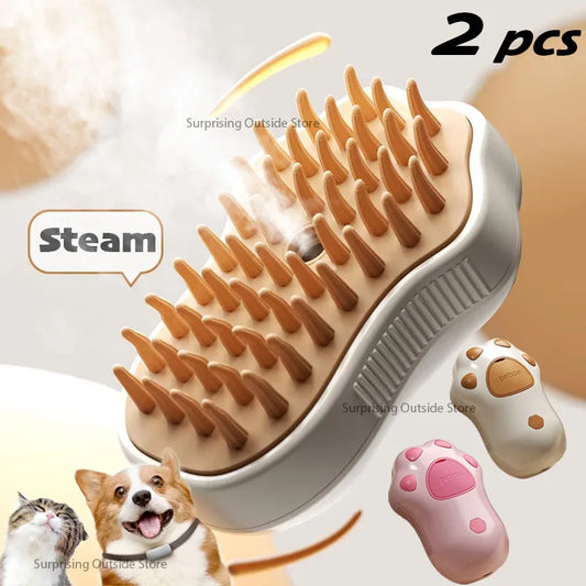 3 in 1 Haustierbürste Katzen-Dampfbürste Kamm Hundebürste Elektrisches Spray Katzenhaarbürsten Massage Haustierpflege Haarentfernungskämme 1 ~ 2 Stück