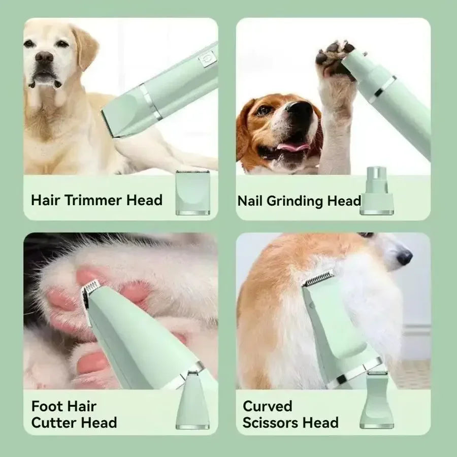 4-in-1-Multifunktions-Hundeknipser mit Typ-C-Aufladung, kabelloser Haustierrasierer, Haarschneidemaschine, Trimmer, geräuscharme Haustierpflege-Werkzeuge
