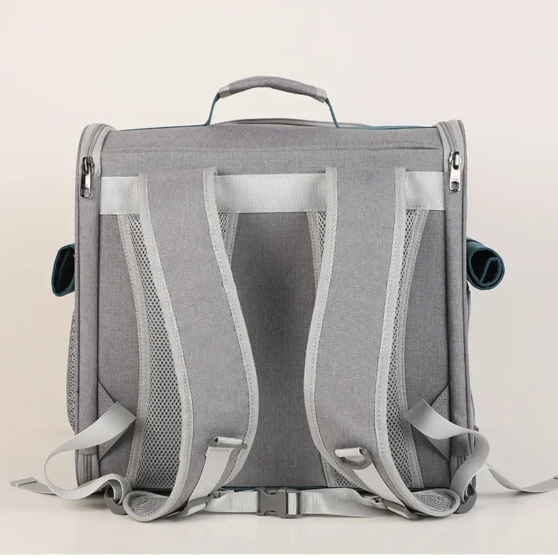 Eine doppelte Schultertasche für Katzentaschen für Outdoor-Reisen. Zusammenklappbarer, tragbarer Hunderucksack mit atmungsaktivem Mesh-Pad und großem Fassungsvermögen